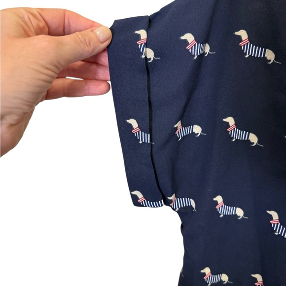 sm wardrobe Whimsical Daschund Novelty Print Blouse sz M - Picture 2 of 7